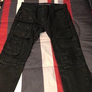 Black cargo  wax  pants